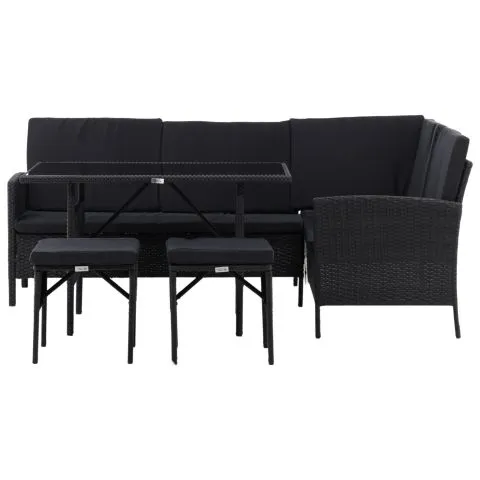 Knock 2046-201 Venture Home Loungeset soffa, bord, pallar, svart Premium