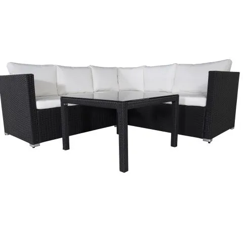 Rabatter Kuba 1531-238 Venture Home Loungeset soffa, bord, svart/vitt