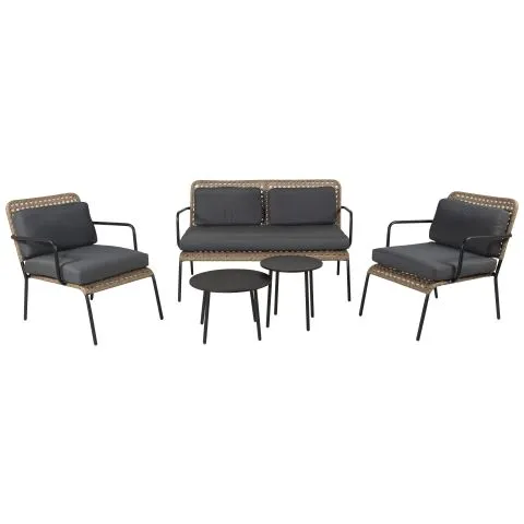 Paola 1513-2038 Venture Home Loungeset soffa, bord, fåtöljer, grått/natur Populär