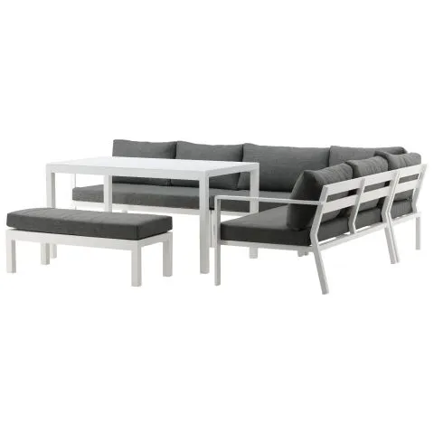 Snabb frakt Ramos 2086-400 Venture Home Loungeset soffa, bord, bänk, vitt/grått