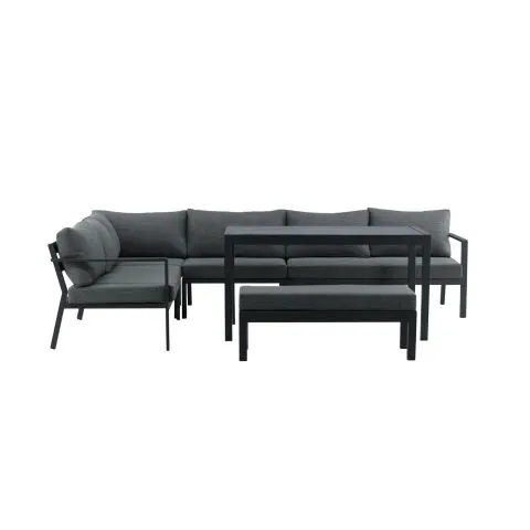 Ramos 2086-408 Venture Home Loungeset soffa, bord, bänk, grått/svart Nyhet