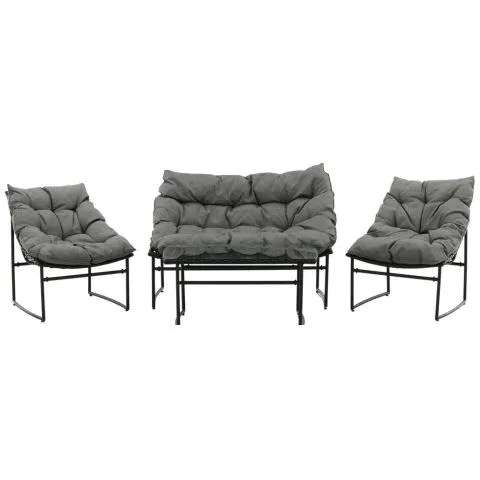 Billigare Tina 2043-408 Venture Home Loungeset soffa, bord, fåtöljer, svart/grått