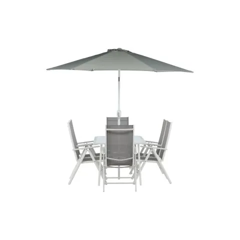 Rabatt Brekki 2051-400 Venture Home Matgrupp bord, stolar, parasoll, vit