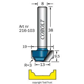 RADIEFRÄS MED BOTTENSKÄR COBOLT 216-103 S=8MM R=3 Rabatt