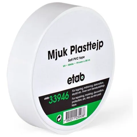 33946 etab Plasttejp mjuk, PVC, 20 m vit, 50 mm Köp online