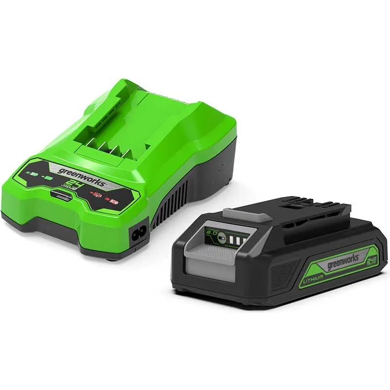 Sänkt pris Startpaket laddare och 24V 2Ah batteri GSK24B2 Greenworks