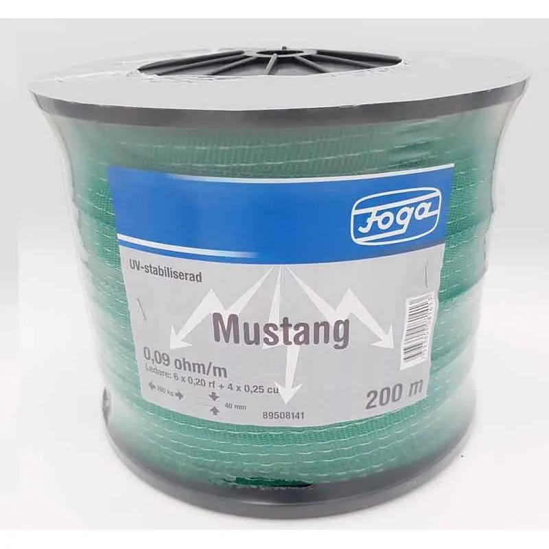 Säker betalning Elband Mustang 40mm 200m Grön Foga