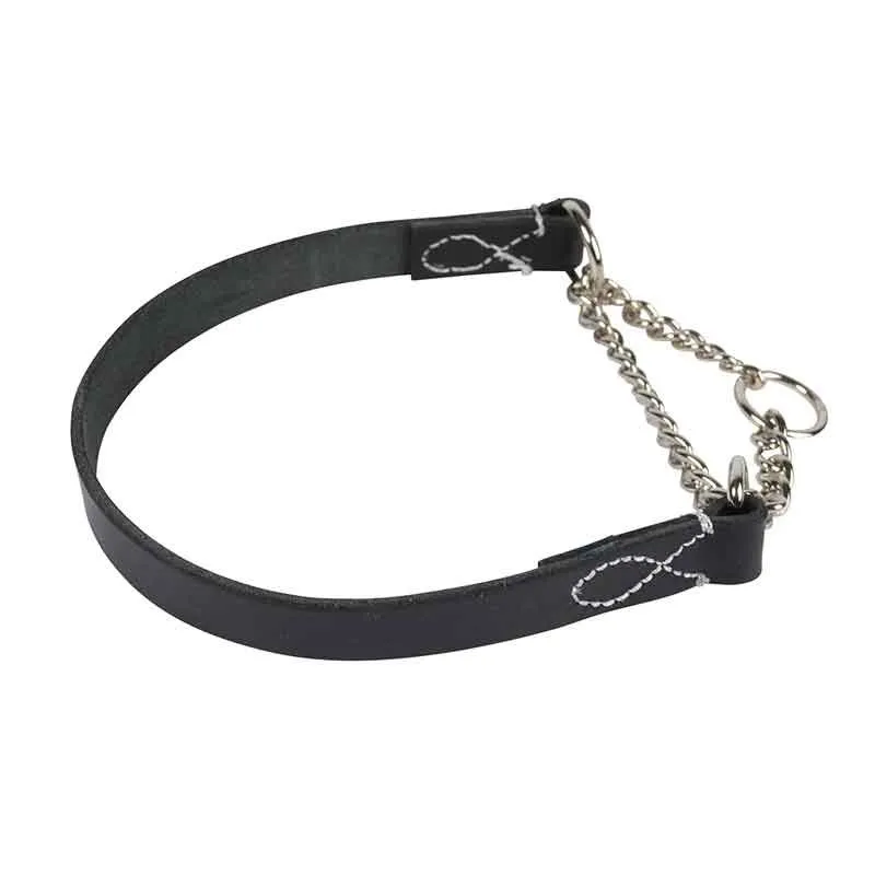 Sänkt pris Halsband halvstryp läder svart 35 cm x 12 mm